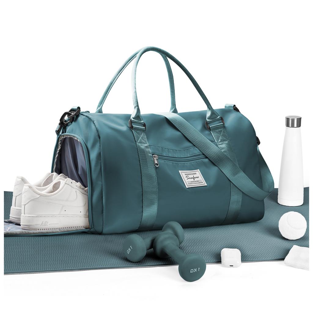 Foldable Travel Bag Men Gym Bag, Waterproof Women's Weekend Travel Bag Large Sail Bag with Wet Pocket and Shoulder Luggage Bag