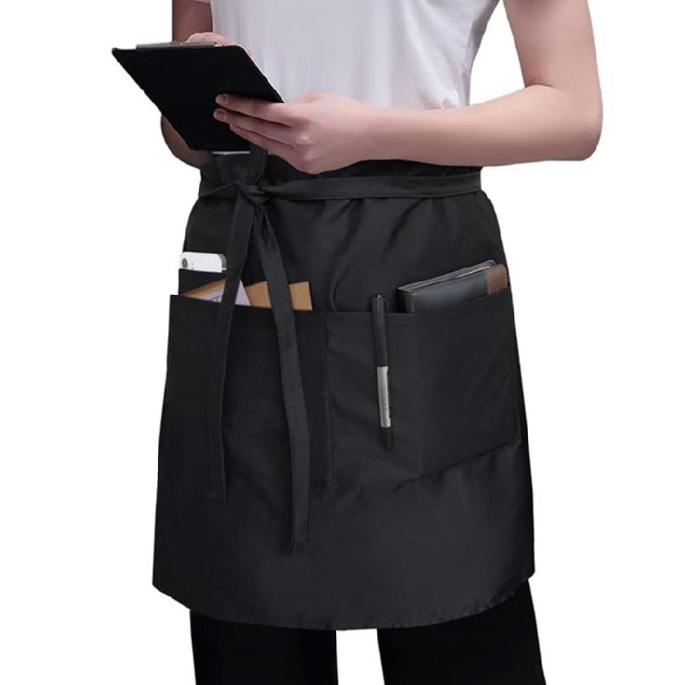 Waitress Aprons with 3Pocket Waist Aprons Commercial Waiter Half Apron with Extra Long Straps for Restaurant Server Work