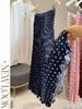 New Summer French Polka Dot High-Waist Pleated A-line Midi Skirt for Women