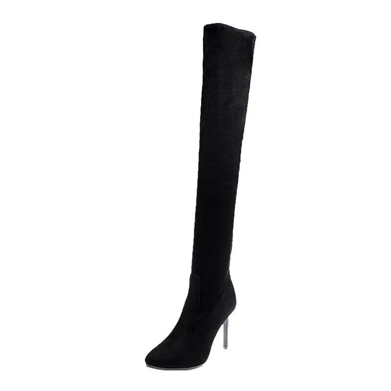 Over-knee boots women s winter velvet sexy thin heels pointed high heels women s suede slim long elastic boots fashion boots 40 чёрный 3900₽
