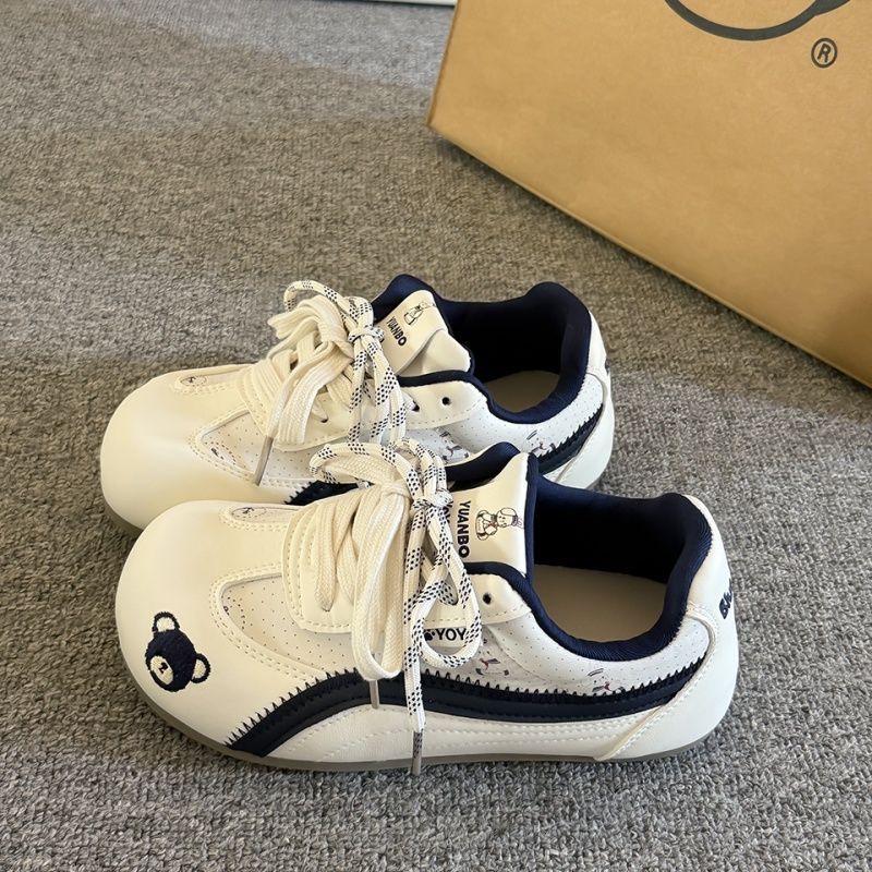 

Sweet Campus Teddy Bear Trainers: Versatile 2025 Spring/Autumn Casual Sneakers 35 грязно-белый
