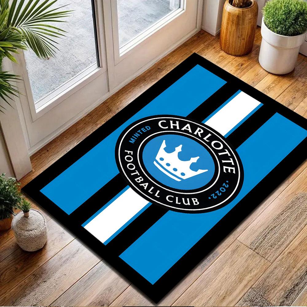 Charlotte FC Logo Design Patterned carpet, non slip mat suitable for living room and bedroom sofas