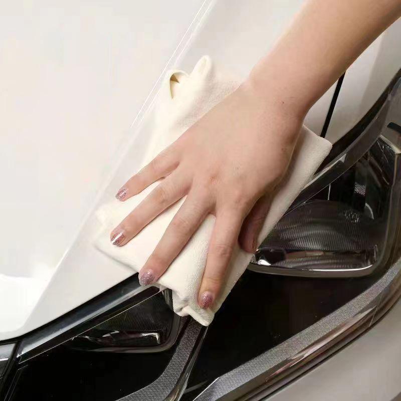 Paño de limpieza natural para el cuidado del automóvil, gamuza auténtica, ultra absorbente, toallas rápidas para lavar accesorios, piel de oveja natural, secado rápido