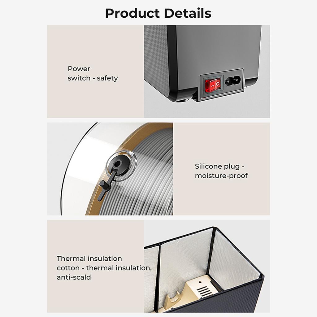 Creality Filament Dryer Box 2.0 360 degrees  Hot air Heating 1.75mm and 2.85mm Filaments Support 24 Hours Timer Real