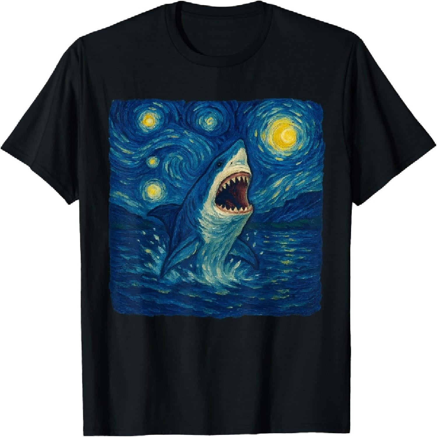 Van Gogh’s Starry Night Great White Shark T-Shirt XXXXXL разноцветный