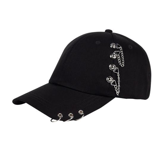 

Модна металева кільцева бейсболка в стилі хіп-хоп, захист від УФ-променів, для вулиці, спортивна жіноча шапка чорний