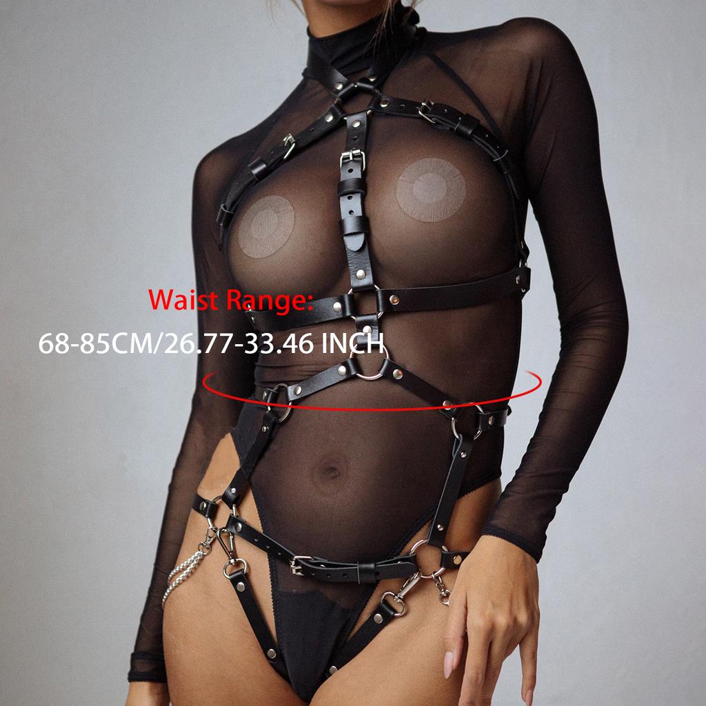 Frauen Sexy Body Harness Gürtel Set Bein Harness BDSM Bondage Dessous Käfig Oberschenkel Strumpfband Gürtel Fetisch Kleidung Exotische Accessoires
