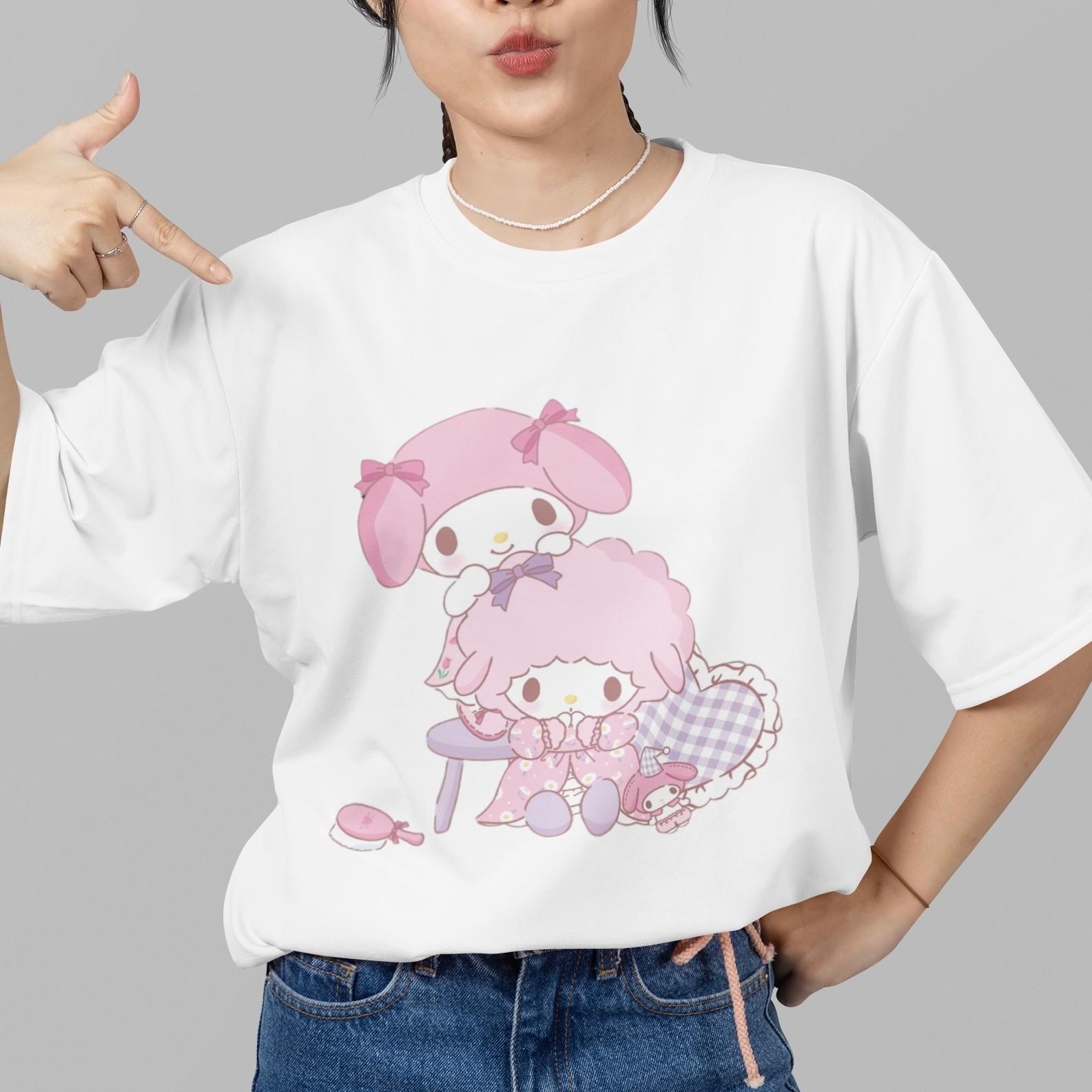 Sanrio Pink My Sweet Piano My Melody Cute Graphic T-Shirt Unisex Top Tee Gift S