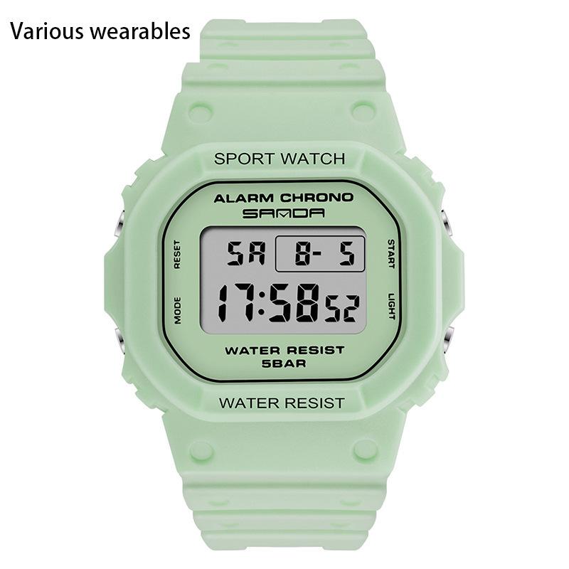 Quadratische multifunktionale elektronische Uhr Sportuhr wasserdichte im Dunkeln leuchtende Studentenmodeuhr