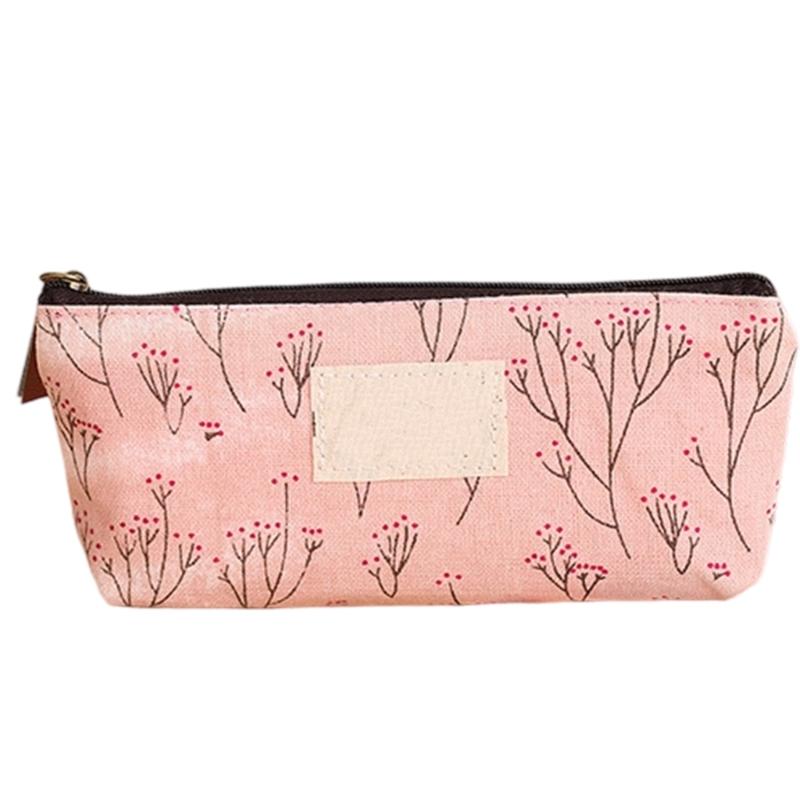 Student Pencil Bag Canvas Pencil Case Floral Pen Bag Pencil Box For Organizing School Supplies