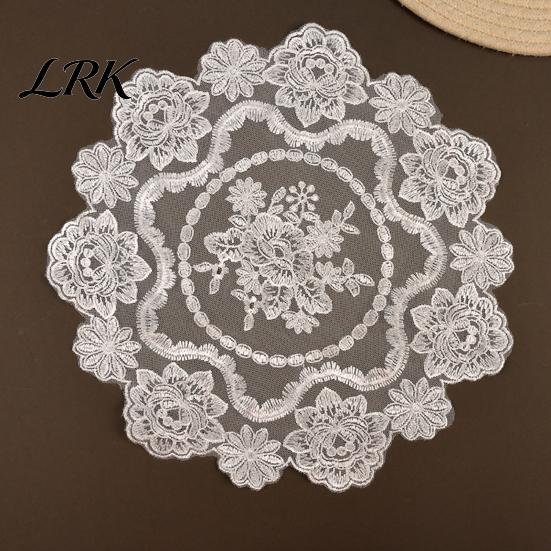 White Lace Doilies for Home Decor Retro Placemat, Floral Doilies, Embroidered Table Mat, Breathable Fabric Tray Cloth Sheer Mesh Doily Tea Cup, Vase,