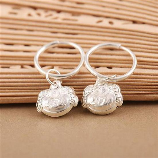 

Серьги женские ретро этнические из стерлингового серебра 999 пробы, короткий стиль, дизайн с замком, высококачественная гипоаллергенная бижутерия Pure Silver