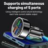 100W 6 Ports Car Charger Fast Charging PD QC3.0 USB C Car Phone Charger Type C Adapter In Car For iPhone Samsung Huawei Xiaomi