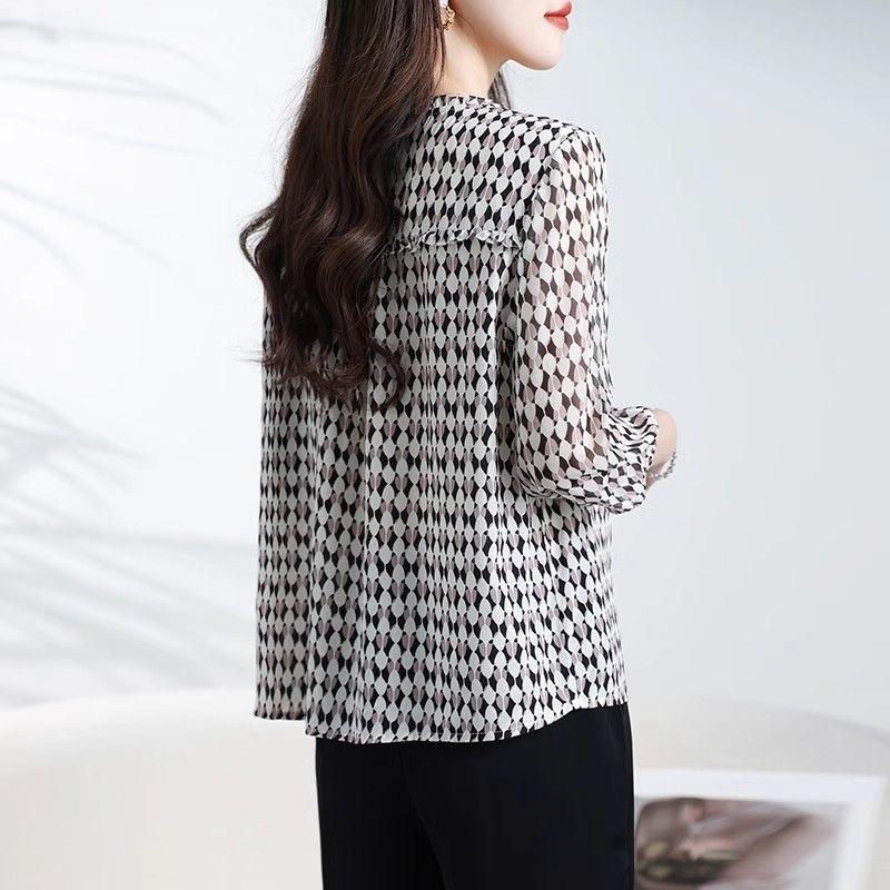 Stylish New Fashionable Blouse Chiffon Shirt Round Neck Sweet and Chic Casual Summer