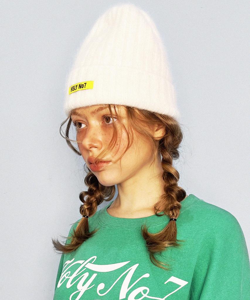 HOLYNUMBER7 Marshmallow Angora Beanie_White