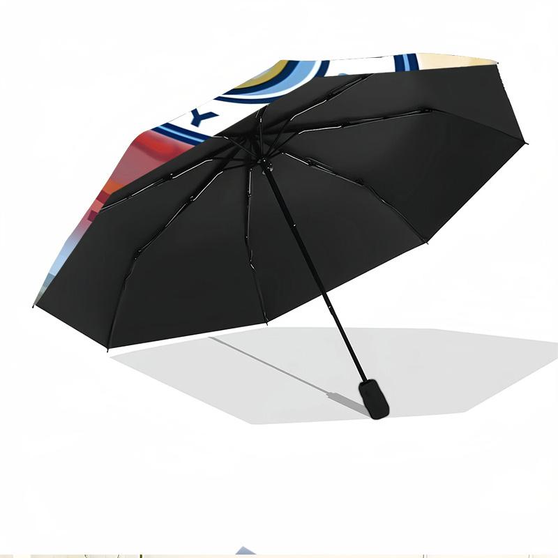 Manchester City FC Print Automatic Open Close Umbrella, Portable Foldable Umbrella, for Outdoor Commute Camping Trip, Ideal Birthday Gift