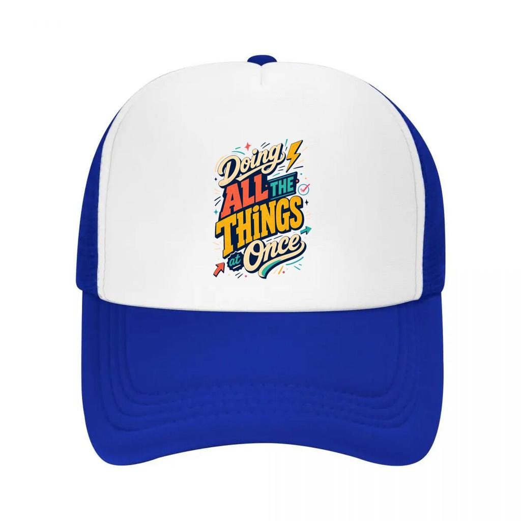 Playful Multitasking Chaos Quote Des Mesh Baseball Cap Casual Hat Outdoor For Womens Unisex FeUnisex
