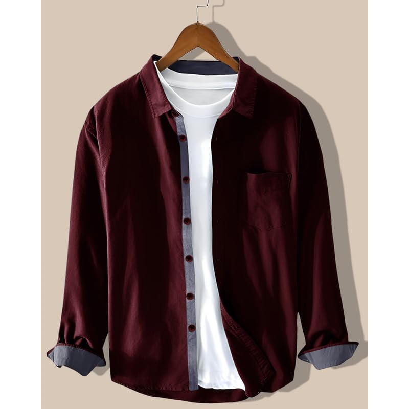 Pinkmint Men Cotton Soild Spread Collar Long Sleeve Shirt Formal Wear