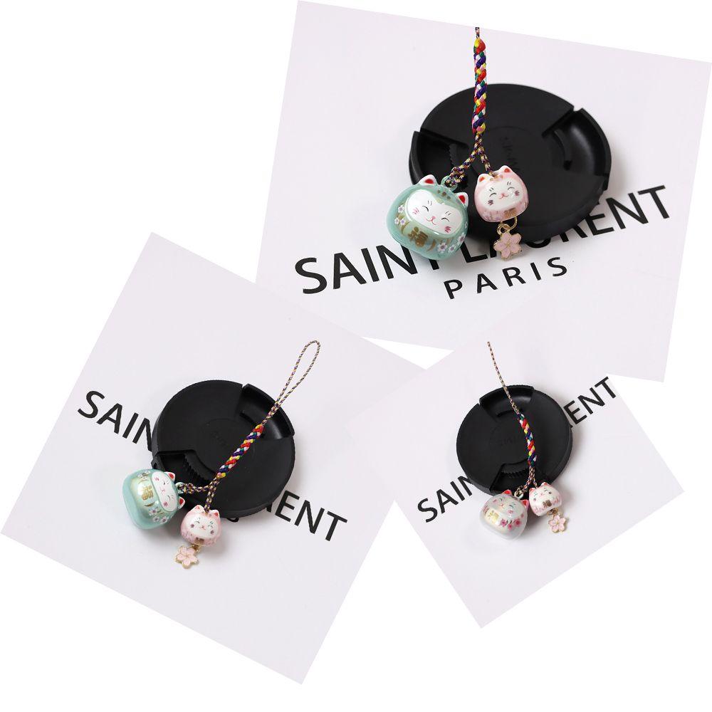 Key Holder Phone Charms Keyring Lucky Cat Keychain Sakura Cat Phone Strap Mobile Phone Lanyards