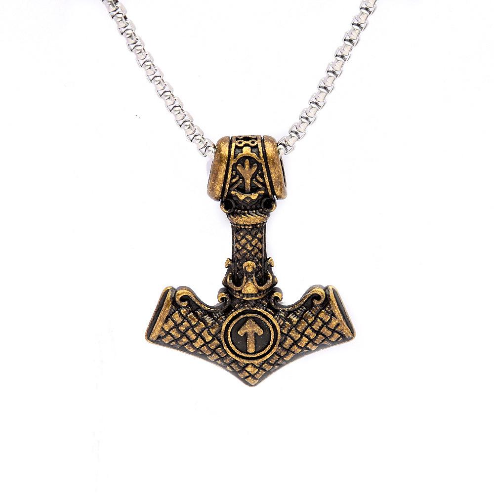 Odin Hammer Wikinger Rune Edelstahl Anhänger Beliebte Herren Titanstahl Halskette