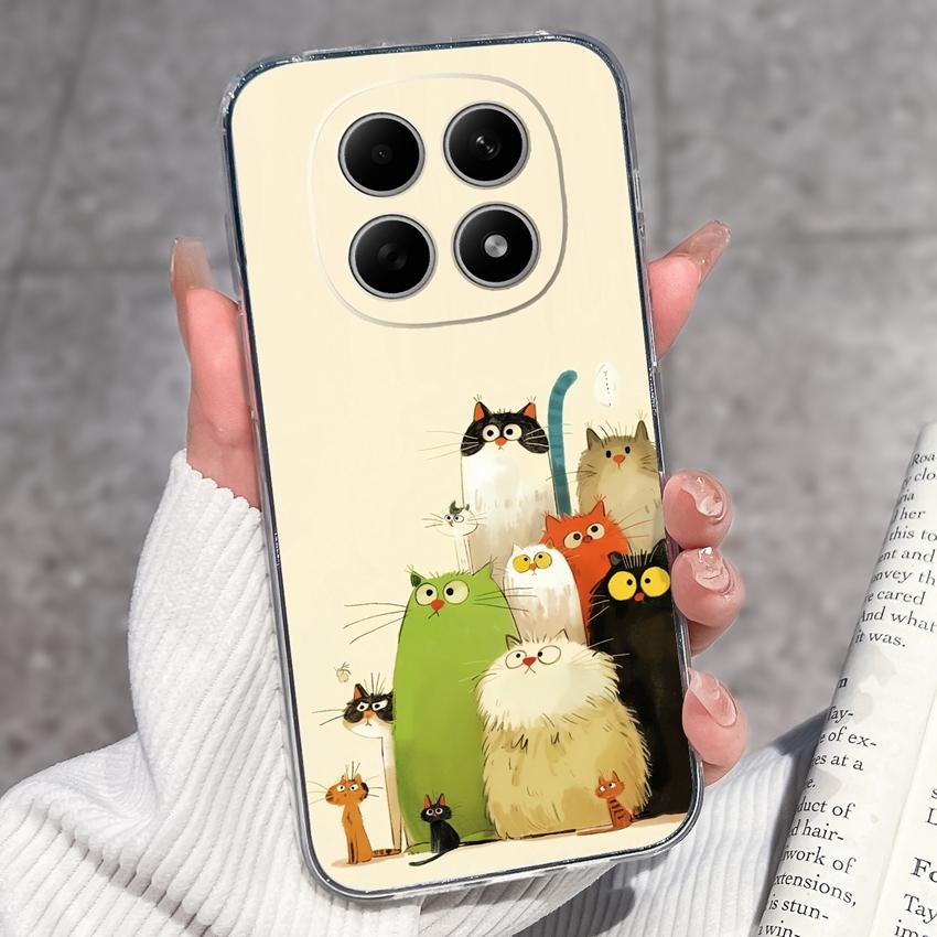 For Redmi Note 15 14 13 Pro Plus 5 5A 4 4X Phone Case Chinese Style Red-Crowned Crane Patterns Transparent TPU Shockproof Casing For Redmi Soft Covers