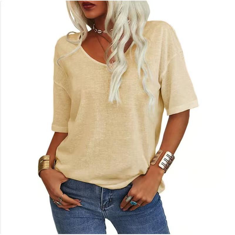 2026 Summer New Women's Short-Sleeve V-Neck T-Shirt Top