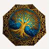 Golden Tree of Life Umbrella, Portable 3-Fold Umbrella for Men & Women,Christmas Gift ES308