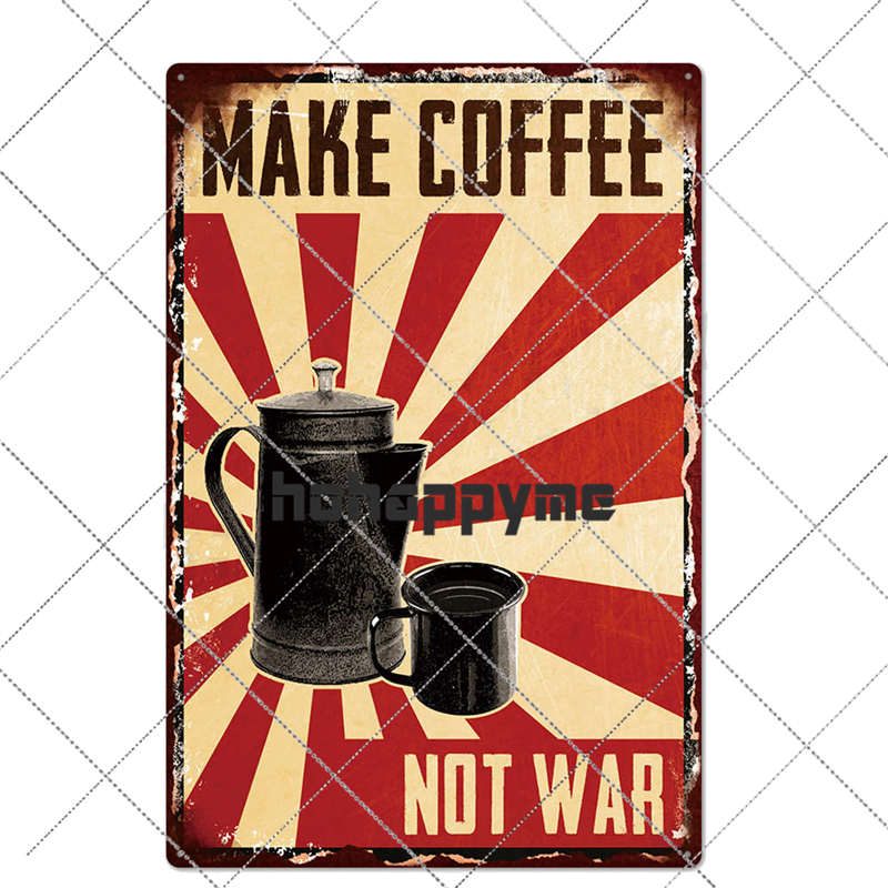 Coffee Tin Sign Vintage Metal Plaque Kitchen Coffee Bar Cafe Retro Posters Pub Wall Decorative Plates Home Decor 20*30 cm