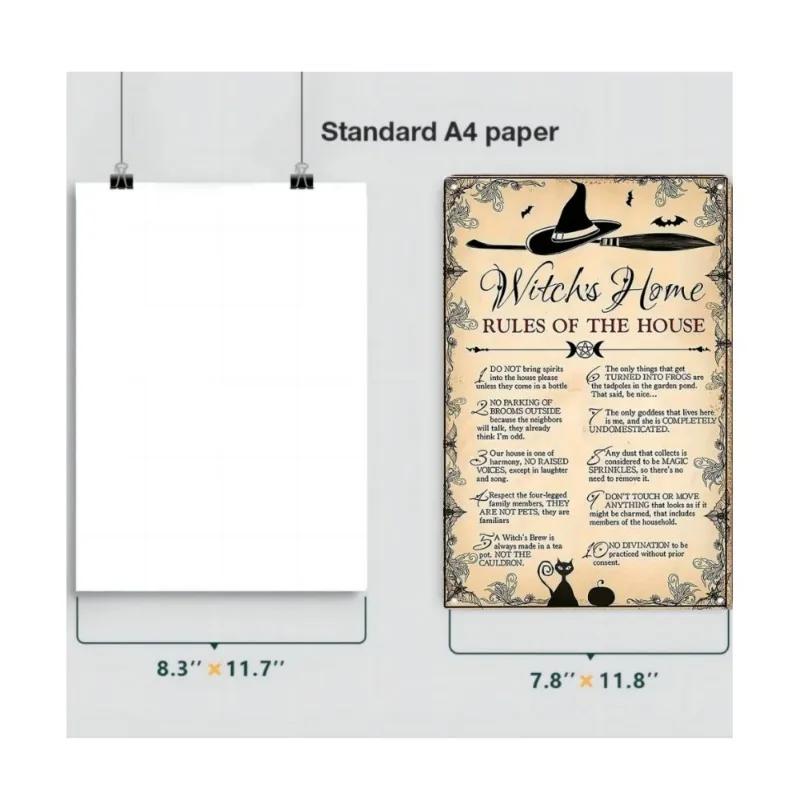 The House Witch Rules Halloween Halloween Decoration Metal Tin Sign Vintage Plaque Decor Wall Art Wall Room Home Restaurant