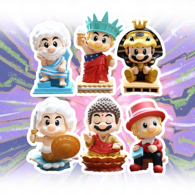 6pcs Mario Action Figure Anime Cosplay Game Doll Collectible Toy Car Display