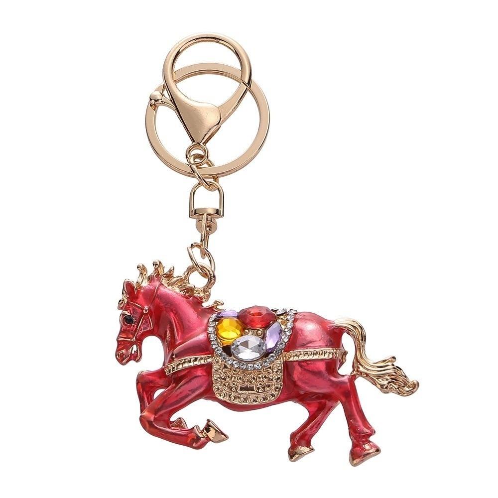 Three-dimensional Horse Keychain Oil Painting Bag Hanging Ornaments Bag Pendant Car Key Chain  Men