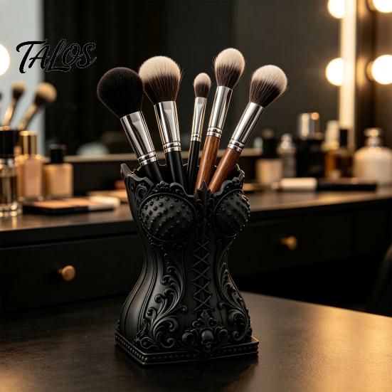 Desktop Stationery Organizer Gothic Makeup Brush Storage Tube, Retro Skull Organizer, Niche Home Decoration Decorative Plastic Holder for Dressing