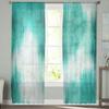 Abstract Modern Line Water Green Bedroom Transparent Sheer Curtains Holiday Decoration Window Voile Tulle Curtain