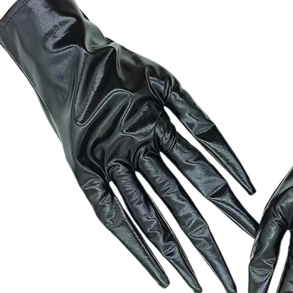 Short Halloween Gloves PU Leather Cosplay Costume Gloves Scary Ghost Claw Mittens  Handwear