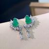 Neue Vintage 100% Reines 925 Sterling Silber Pavé Zirkonia Smaragd Wassertropfen Form Ohrhänger Ohrringe Für Frauen Luxuriöser Feinschmuck