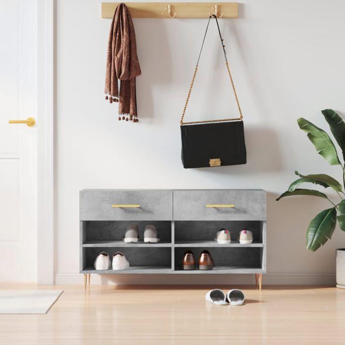 VidaXL Banc à Chaussures, Armoire à Chaussures avec 4 Étagères et Pieds, Meuble à Chaussures avec 2 Tiroirs Salon, Moderne, 829728