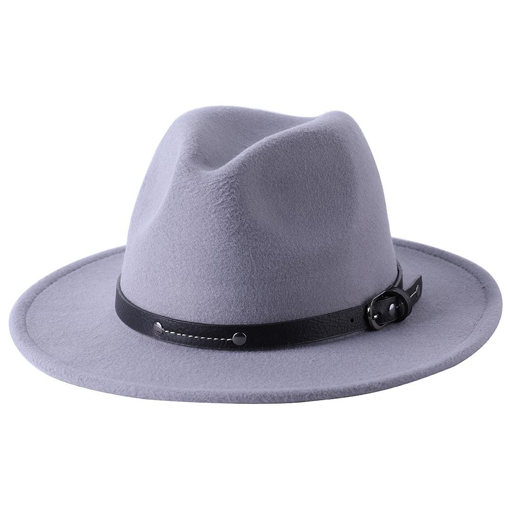 1Pc Fashion Wool Fedora Hat Men Autumn Winter Wide Brim Jazz Cap Imitation Woolen Women Church Felt British Hat