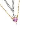 Crystal Heart and Swords Zircon Pendant Necklace for Women Men Adjustable Neckchain Silver/Gold Plated Chain Choker