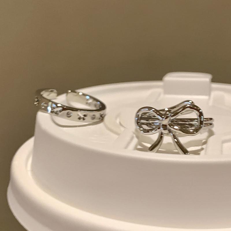 Irregular Line Bowknot Butterfly Aesthetics Ring Goth Vintage Harajuku  Kpop Opening Ring Y2K Jewelry Accessories