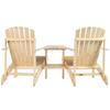 Adirondack Solid Wood Garden Chair with Table and Parasol Hole, 2-seater Garden Armchair, Seating Group, Garden Furniture for Balcony