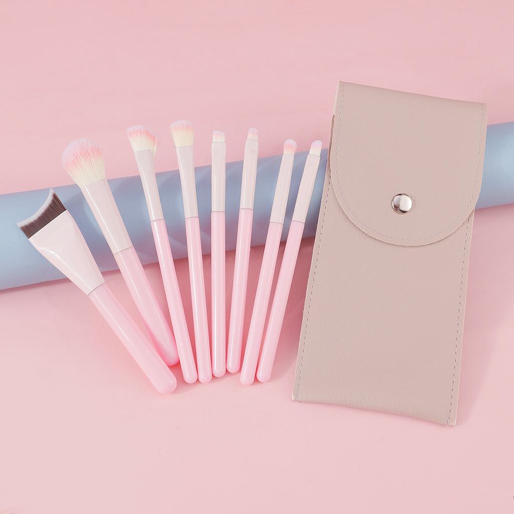 New 8 Pink Peach Makeup Brush Set Soft Hair Fish Tail Foundation Brush Eyeshadow Brush Grooming Highlight Brush
