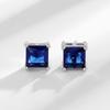 Korean Luxury Copper-Plated Zircon Square Earrings - European & American Cross-Border Piercing Studs