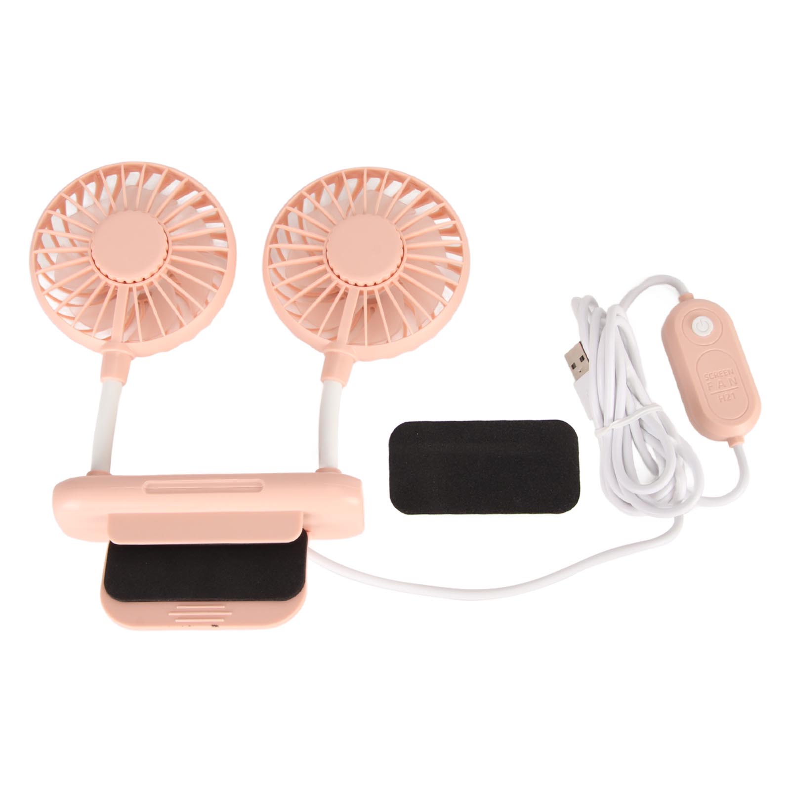 

Monitor Fan 2 Heads 3 Speed Modes 6.6ft USB Cable Noiseless Space Saving Clip On Computer Fan for Family Office Pink рожевий