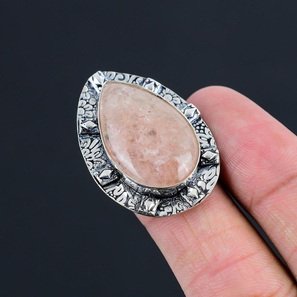 Daughters Day Sale Sterling Silver Natural Strawberry Quartz Promise Ring Size 8