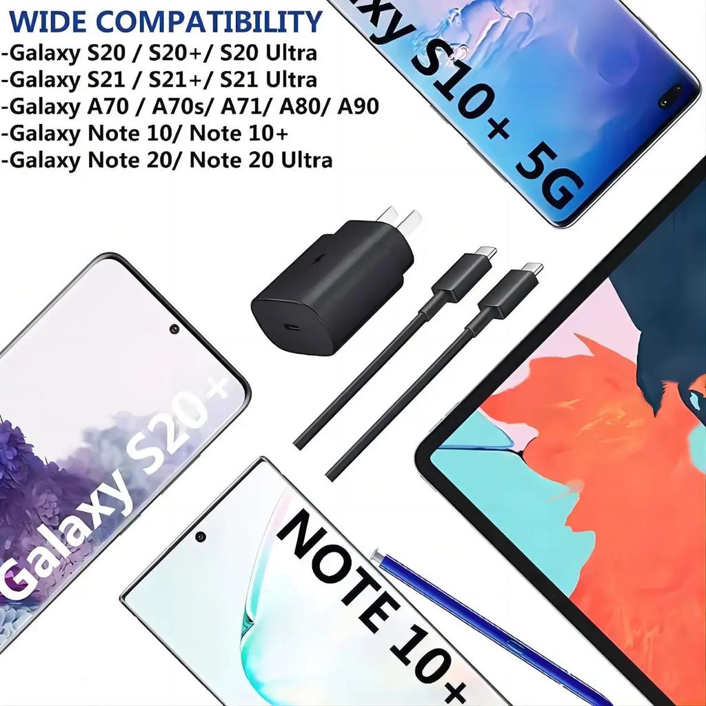 PD 25W Schnelllade-Ladegerät mit 1M/3FT Typ-C-Kabelset für Samsung-Handy IPhone15 - 2er-Pack