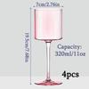 4pcs Plastic Goblets Wine Glasses 11oz Elegant Ribbed Design Wine Glasses Pink Unbreakable Wine Glasses Plastic Cocktail Glasses Shatterproof Wine Cup