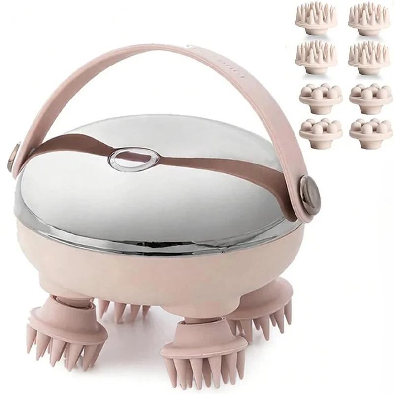 4D Kneading Wireless Head Massager with Red Light Therapy Heat Function IPX8 Waterproof for Stress Relief Hair Growth