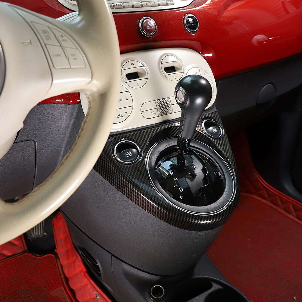 ABS Carbon Fiber Center Console Gear Shift Panel Cover Trim for Fiat 500 2011-23