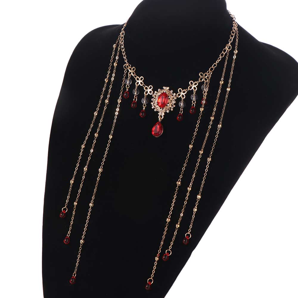 Water Droplet Clavicle Chain Tassel Chain Shiny Choker Luxury Rhinestone Necklace Bridal