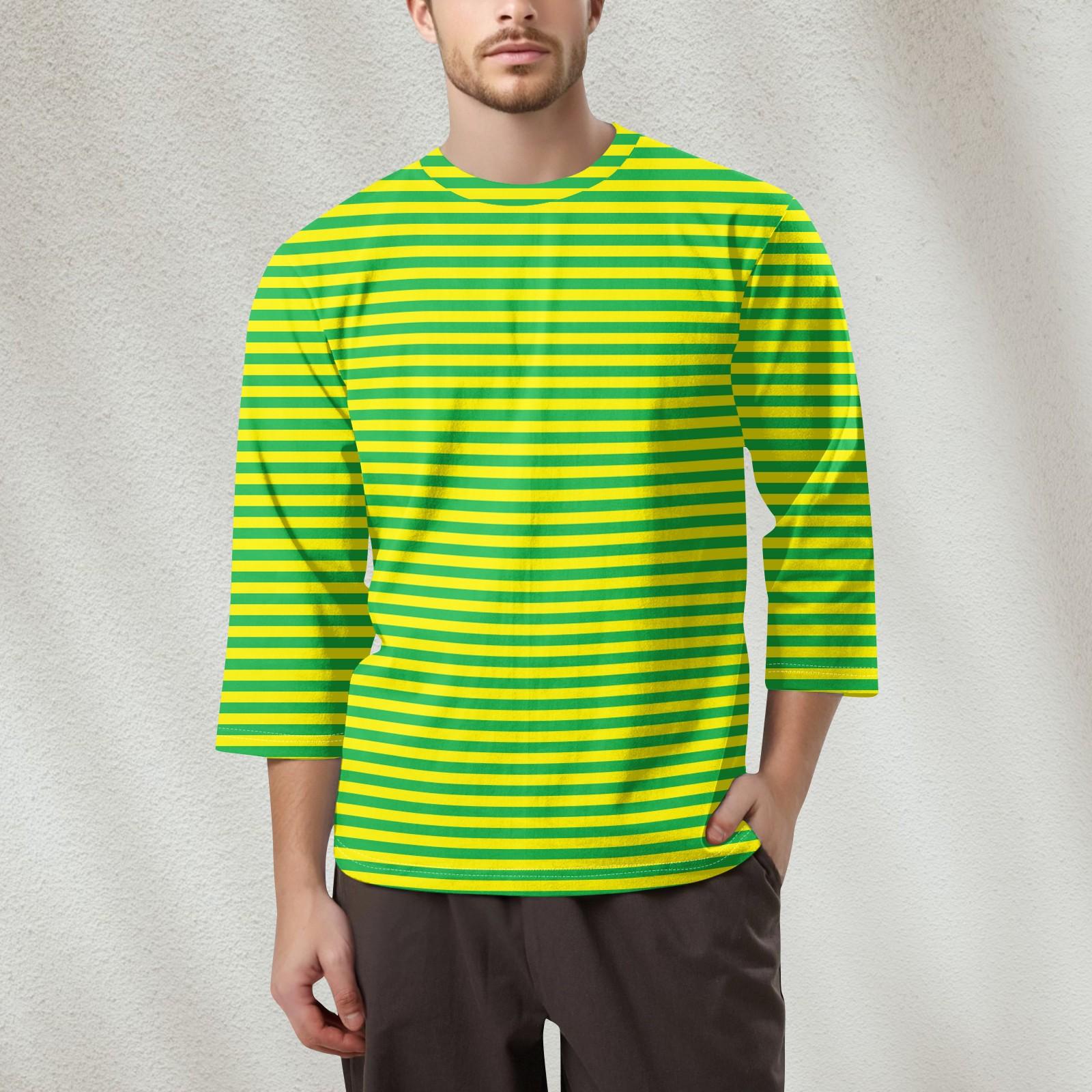 

Мужская модная футболка с круглым вырезом и рукавом 3/4 XXXL зелёный